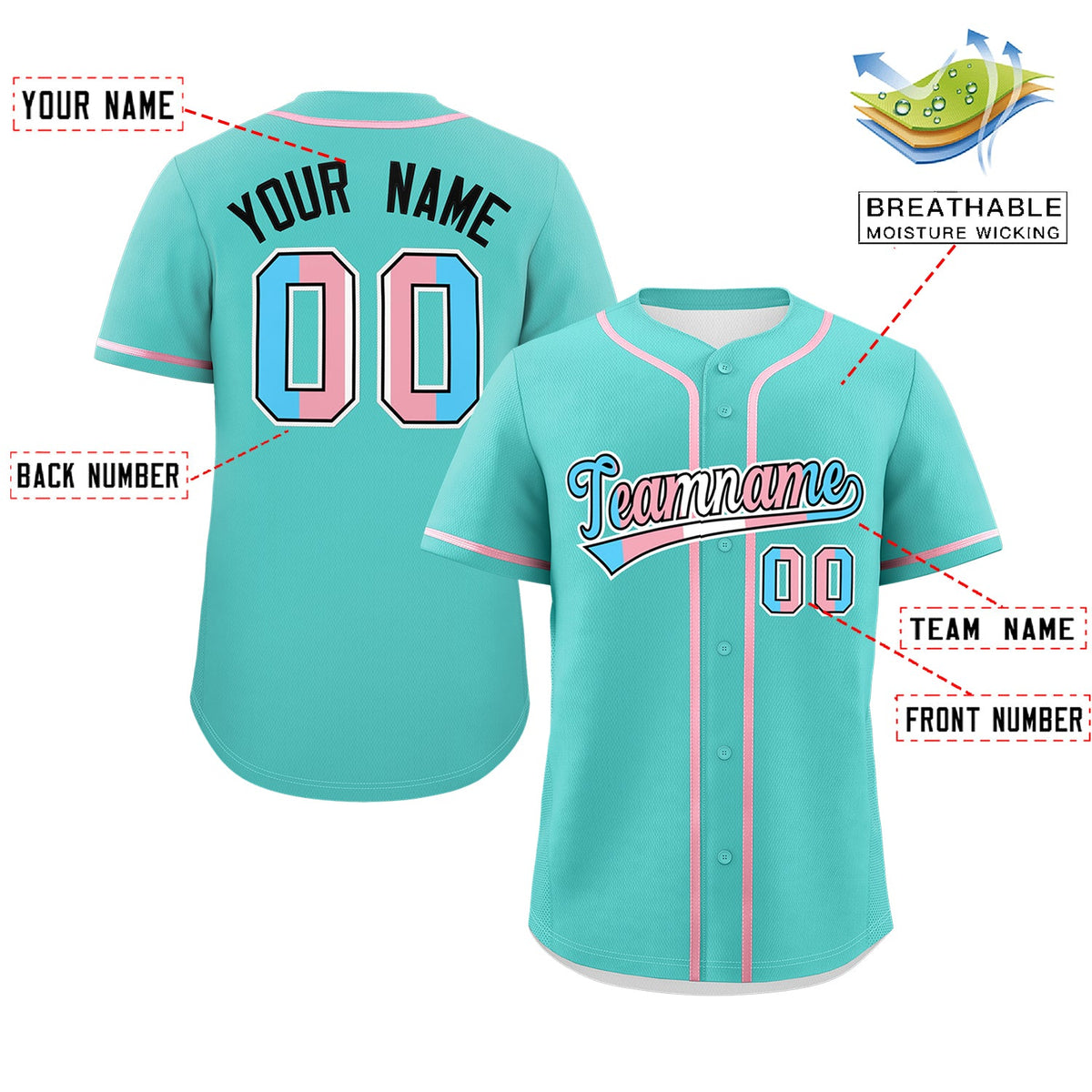 Custom Bright Green Powder Blue Transgender For Pride Month Classic Style Baseball Jersey| KXKSHOP