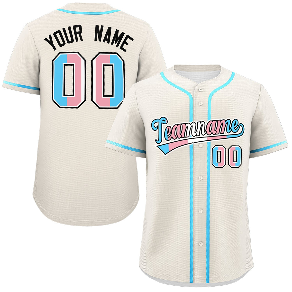 Custom Cream Powder Blue Transgender For Pride Month Classic Style Baseball Jersey| KXKSHOP