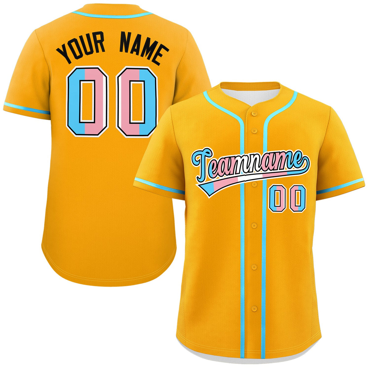 Custom Yellow Powder Blue Transgender For Pride Month Classic Style Baseball Jersey| KXKSHOP