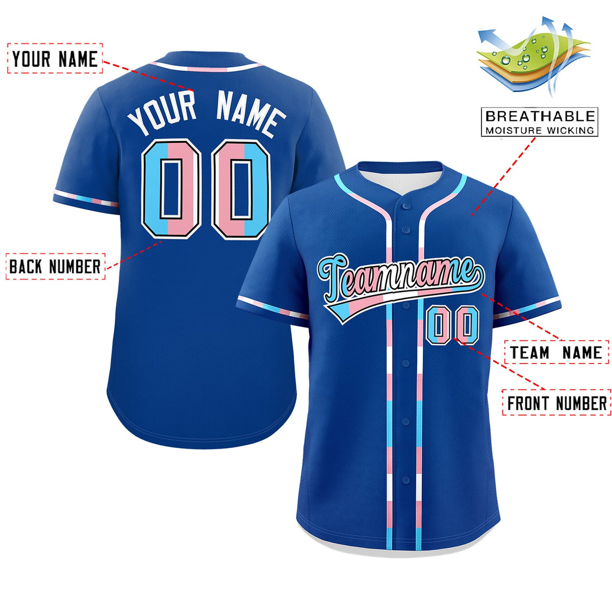 Custom Royal Blue Transgender For Pride Month Classic Style Baseball Jersey| KXKSHOP