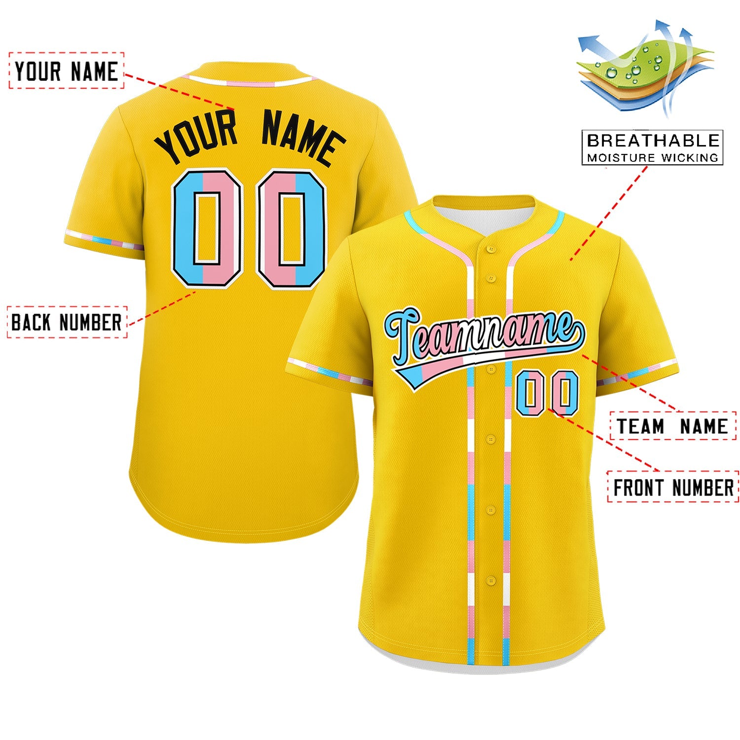Custom Gold Transgender For Pride Month Classic Style Baseball Jersey| KXKSHOP