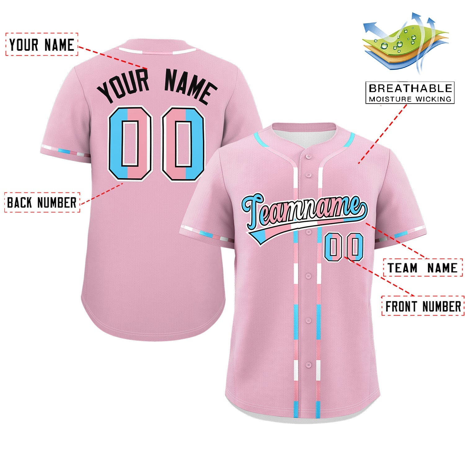 Custom Light Pink Transgender For Pride Month Classic Style Baseball Jersey| KXKSHOP