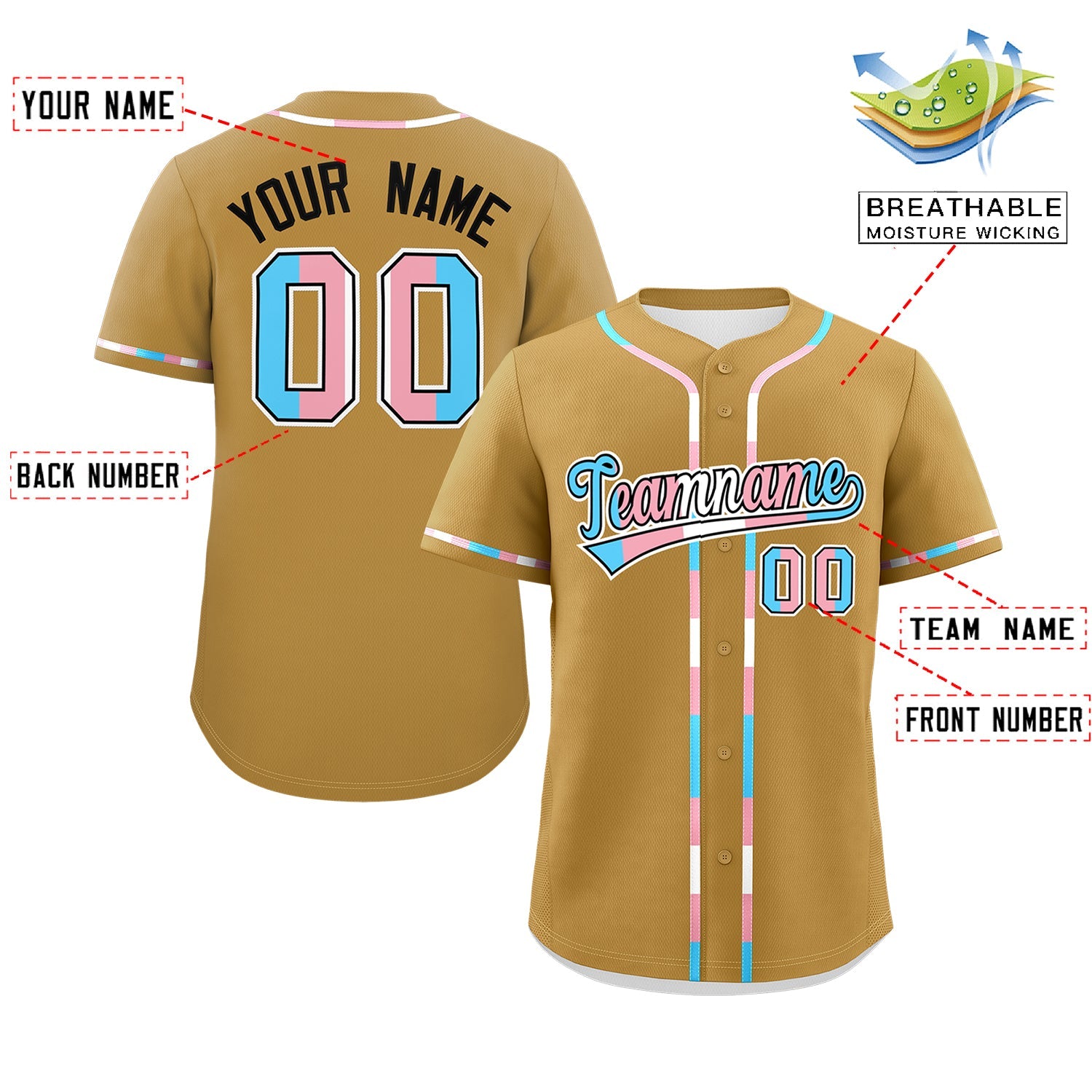 Custom Old Gold Transgender For Pride Month Classic Style Baseball Jersey| KXKSHOP