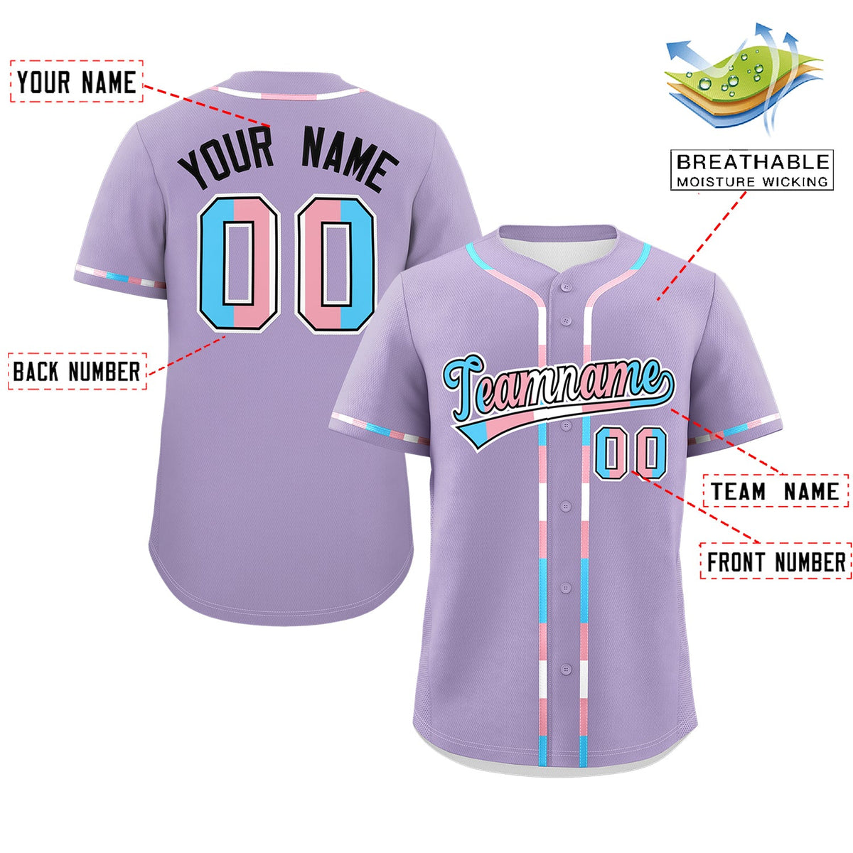 Custom Light Purple Transgender For Pride Month Classic Style Baseball Jersey| KXKSHOP