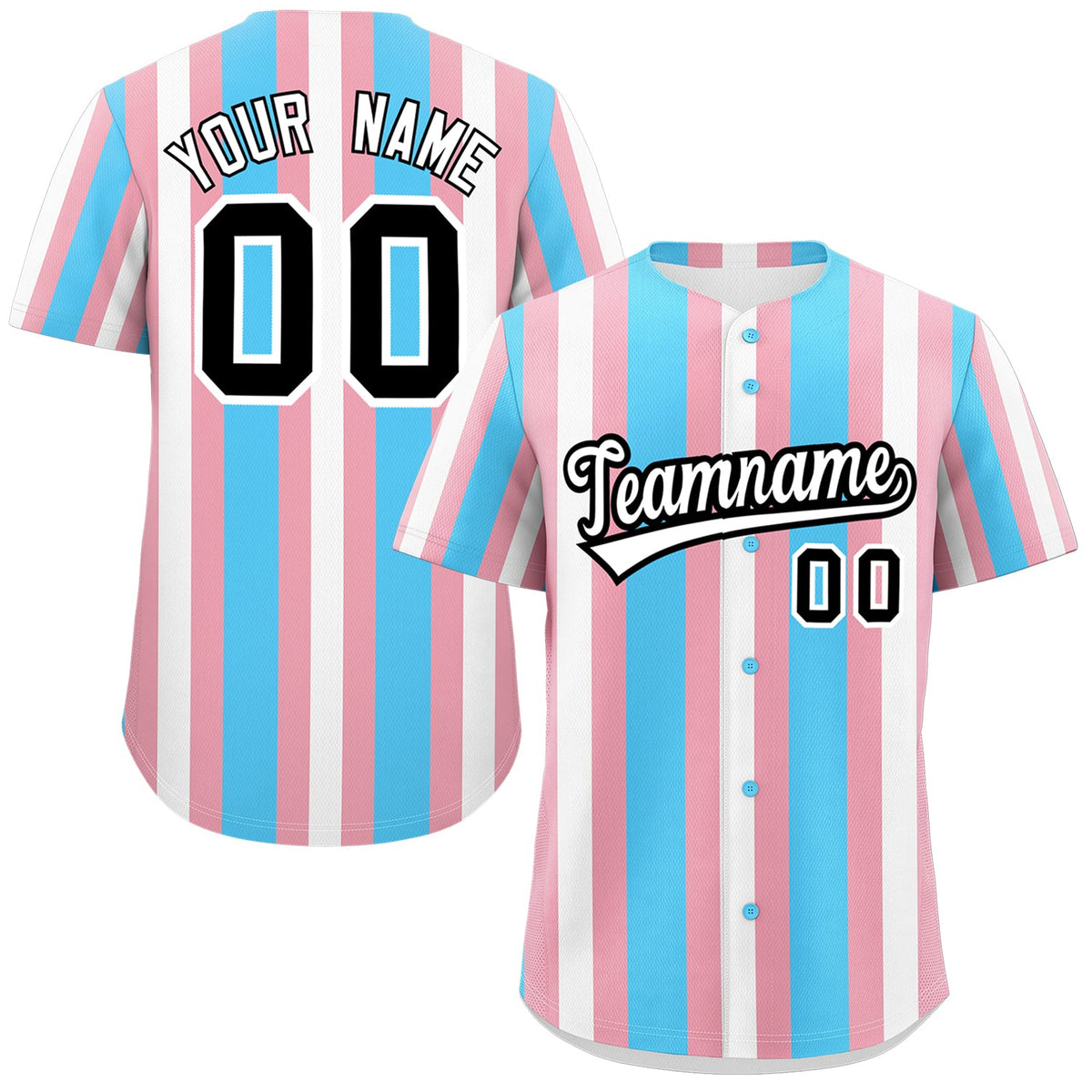 Custom White Light Pink Blue Transgender For Pride Month Classic Style Baseball Jersey| KXKSHOP