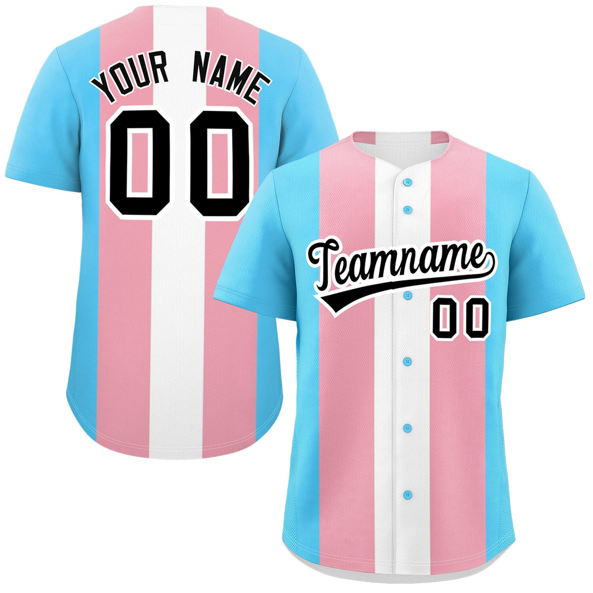 Custom Blue Light Pink White Transgender For Pride Month Classic Style Baseball Jersey| KXKSHOP
