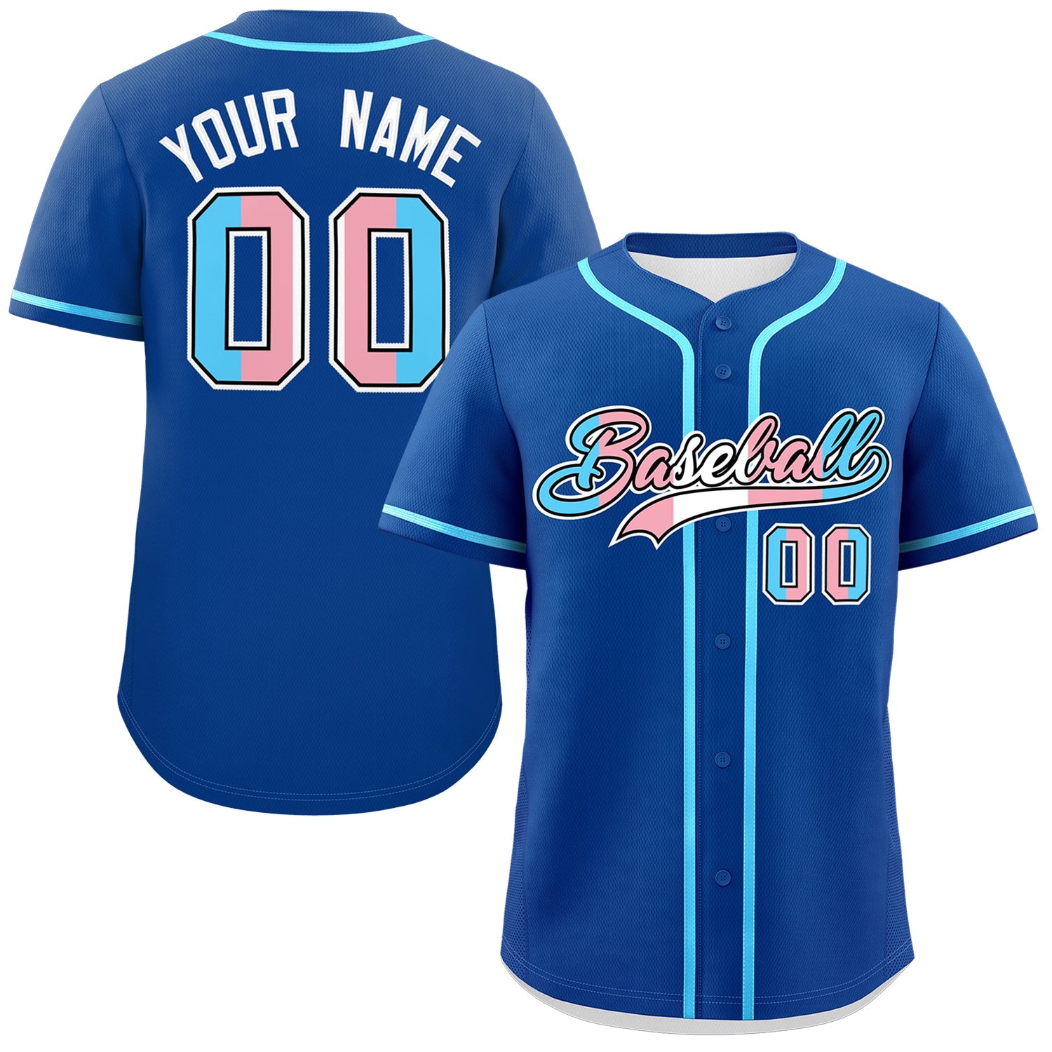 Custom Royal Blue Powder Blue Transgender For Pride Month Classic Style Baseball Jersey| KXKSHOP