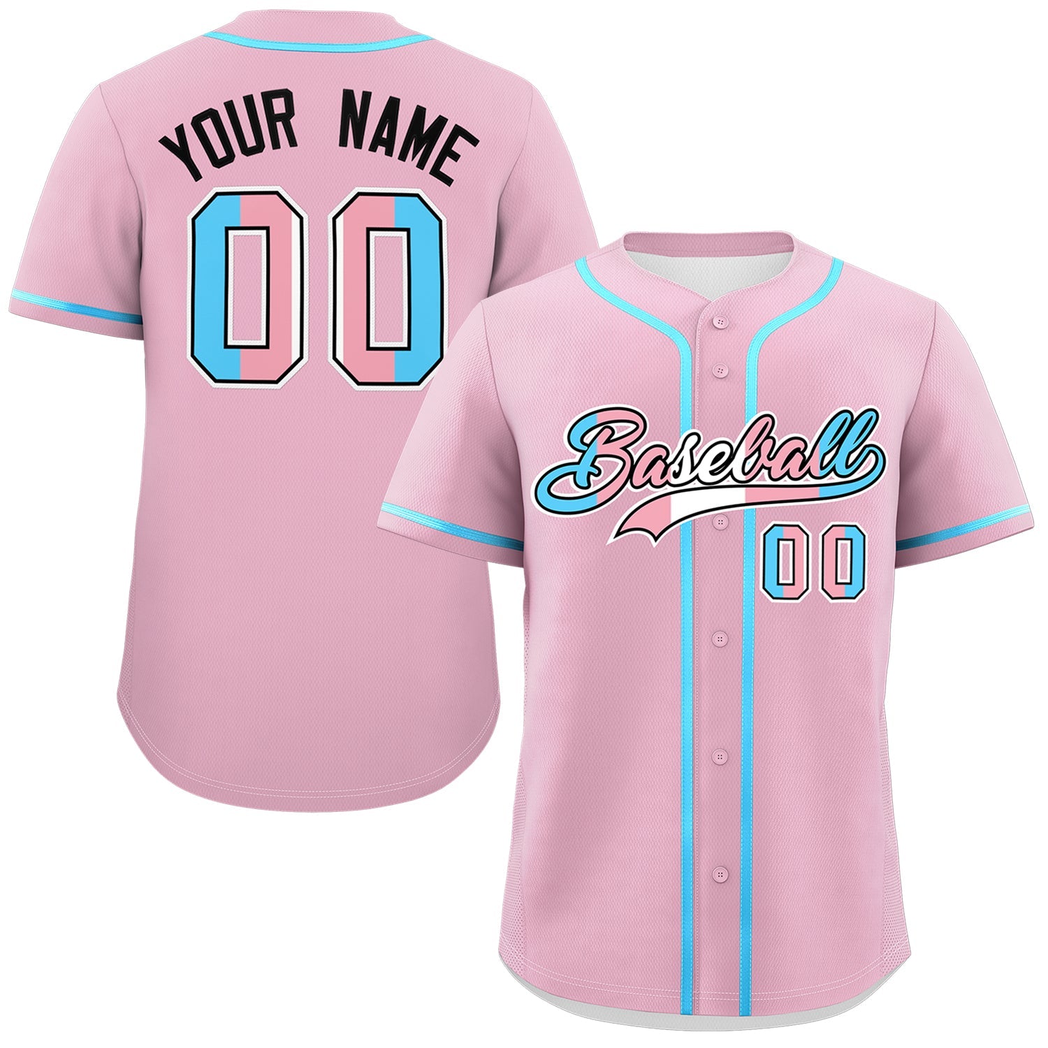 Custom Light Pink Powder Blue Transgender For Pride Month Classic Style Baseball Jersey| KXKSHOP