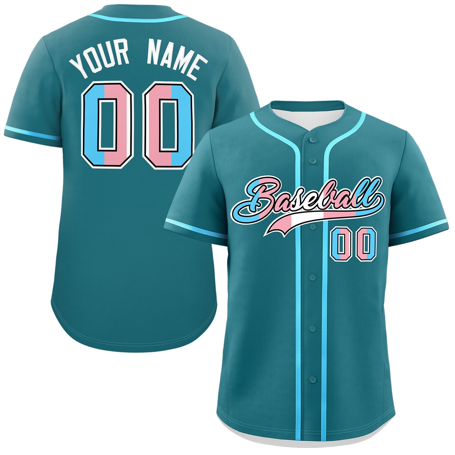 Custom Teal Powder Blue Transgender For Pride Month Classic Style Baseball Jersey| KXKSHOP