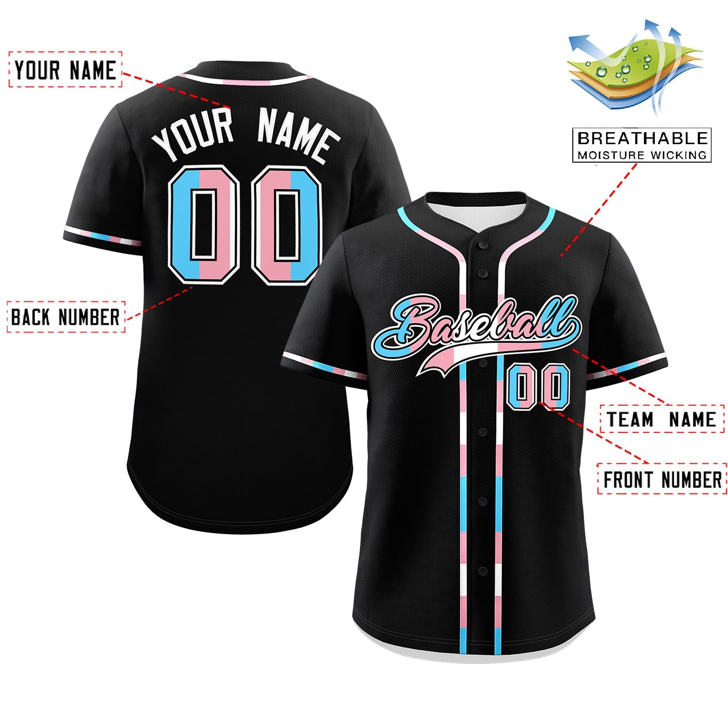 Custom Black Transgender For Pride Month Classic Style Baseball Jersey| KXKSHOP