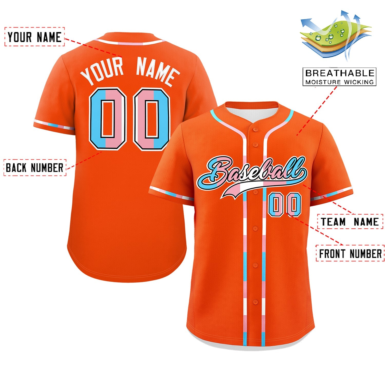 Custom Orange Transgender For Pride Month Classic Style Baseball Jersey| KXKSHOP