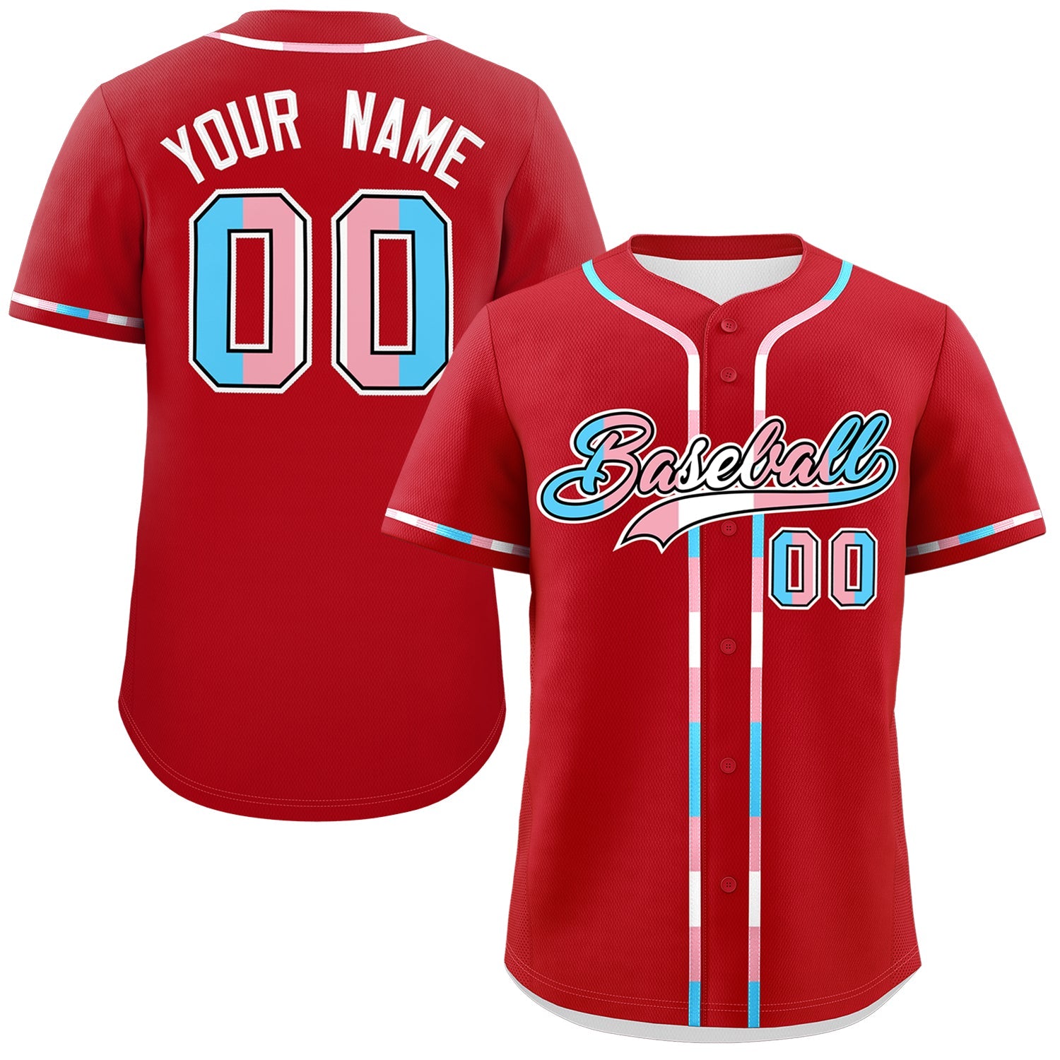 Custom Red Transgender For Pride Month Classic Style Baseball Jersey| KXKSHOP
