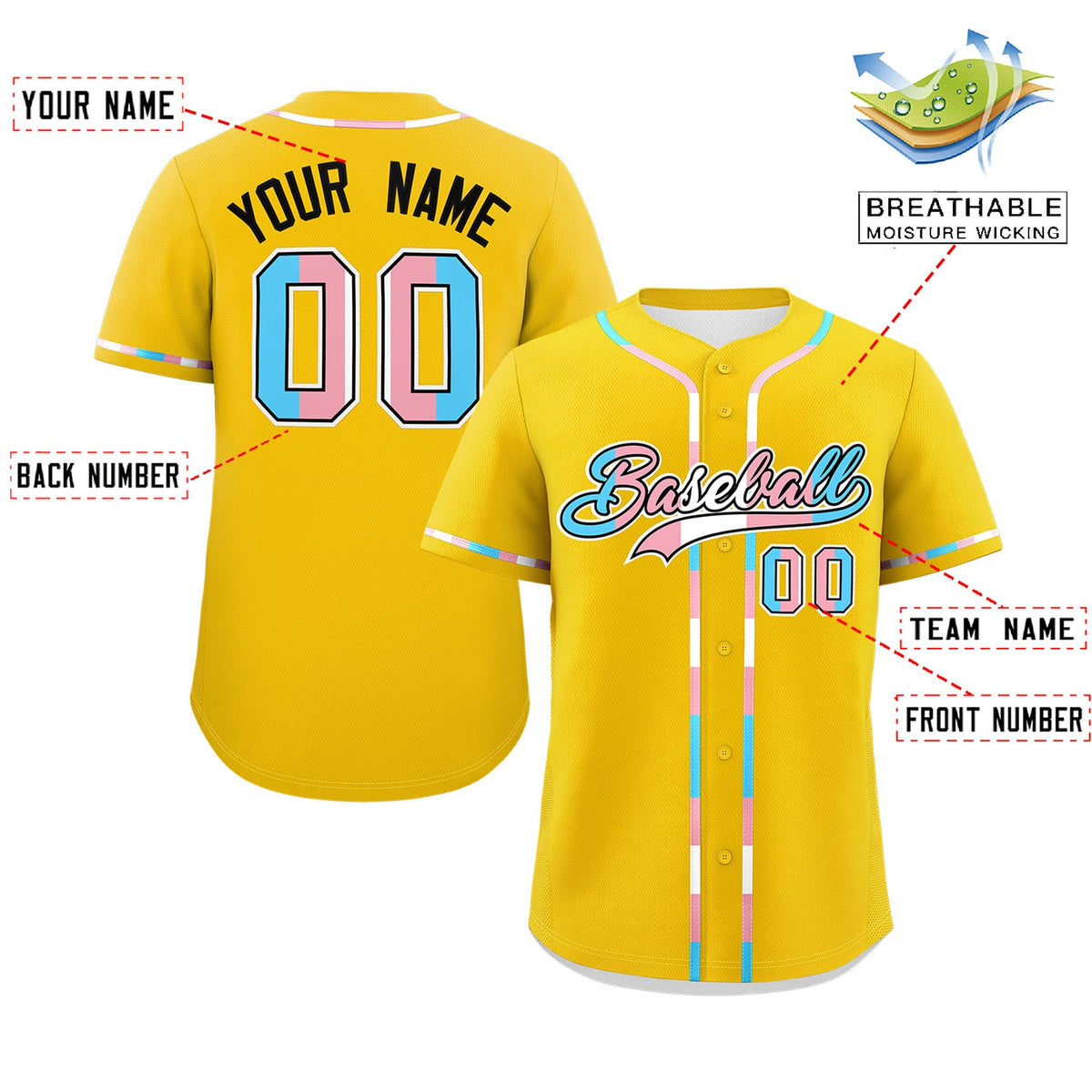 Custom Gold Transgender For Pride Month Classic Style Baseball Jersey| KXKSHOP