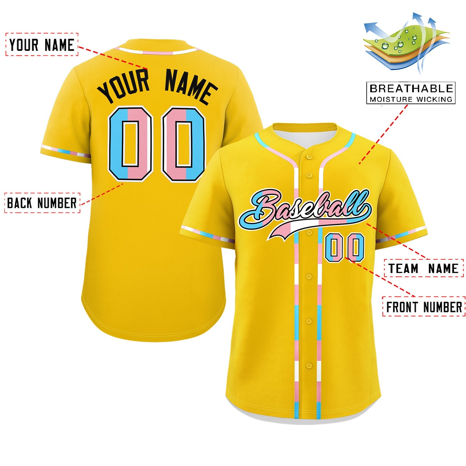 Custom Gold Transgender For Pride Month Classic Style Baseball Jersey| KXKSHOP