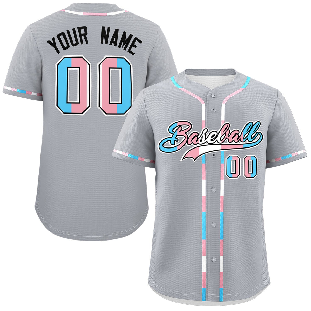Custom Gray Transgender For Pride Month Classic Style Baseball Jersey| KXKSHOP