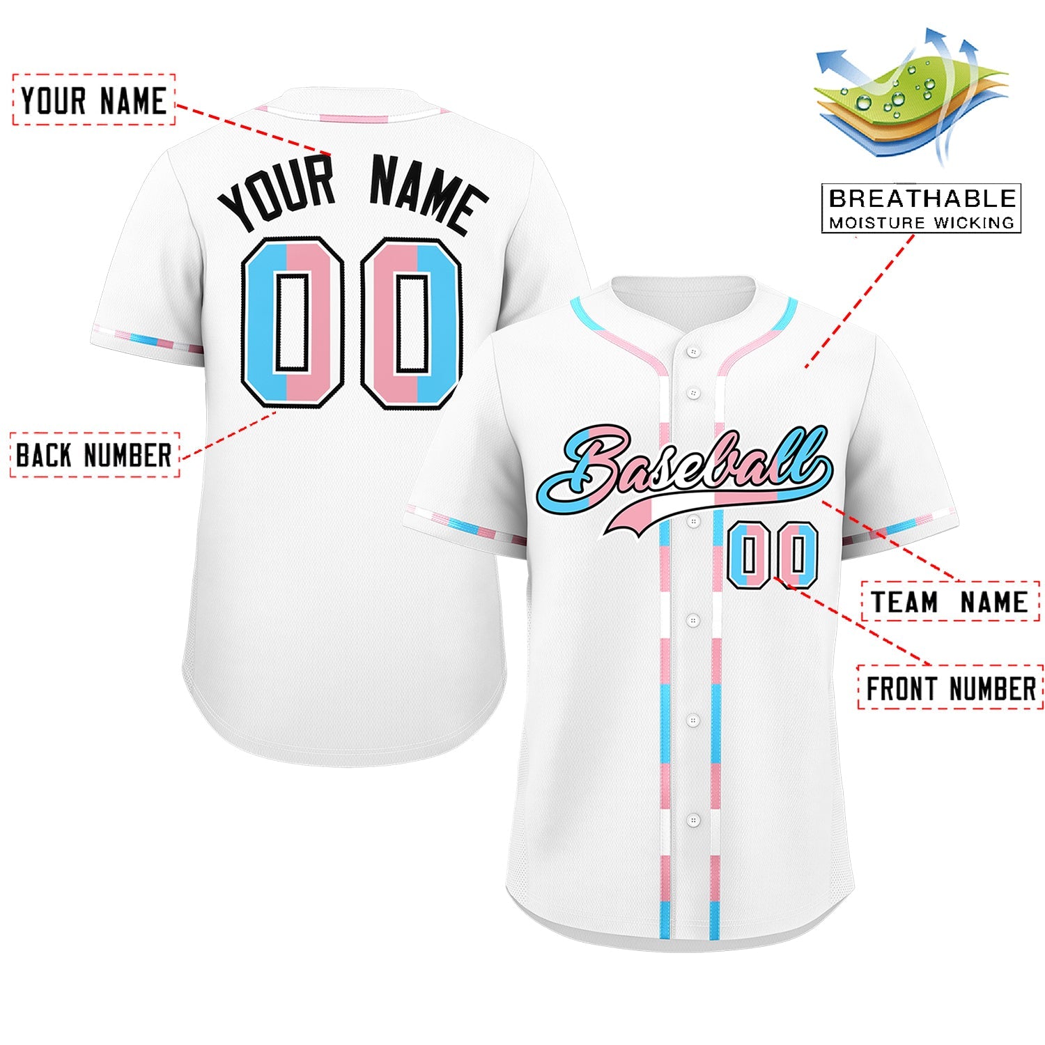 Custom White Transgender For Pride Month Classic Style Baseball Jersey| KXKSHOP