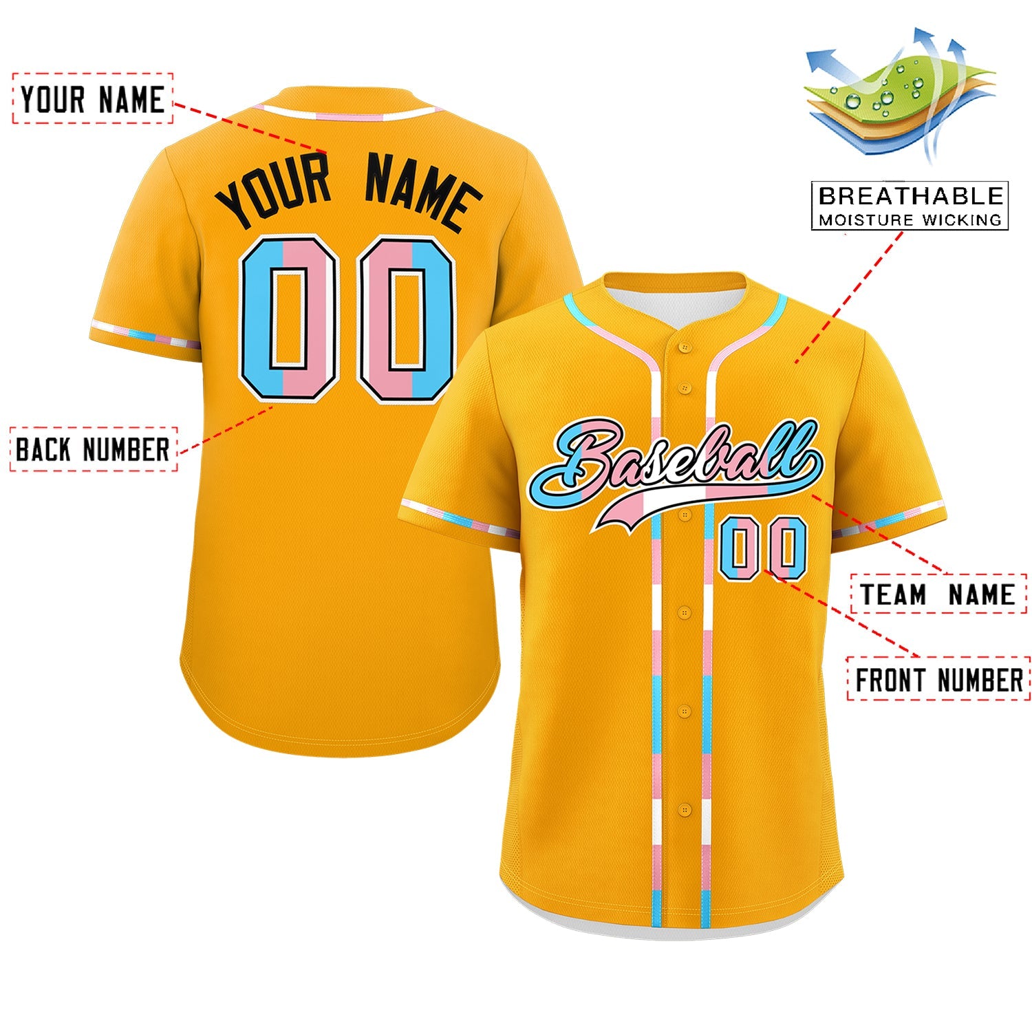 Custom Yellow Transgender For Pride Month Classic Style Baseball Jersey| KXKSHOP