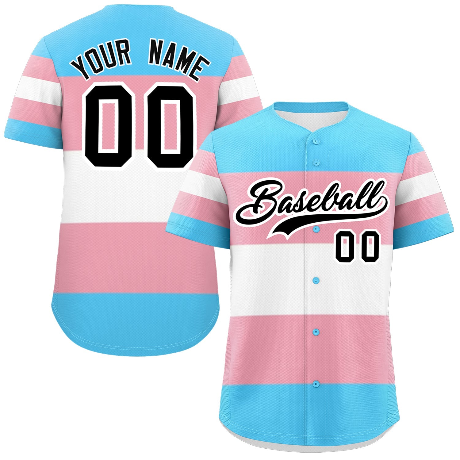 Custom Blue Light Pink Transgender For Pride Month Classic Style Baseball Jersey| KXKSHOP