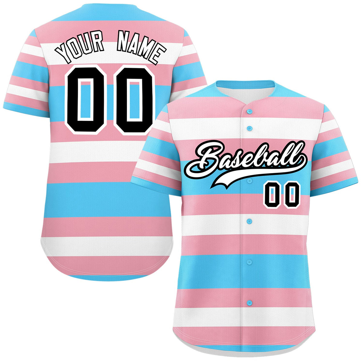 Custom Light Pink Blue Transgender For Pride Month Classic Style Baseball Jersey| KXKSHOP