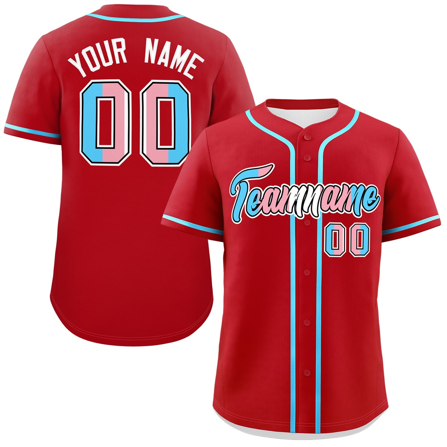 Custom Red Powder Blue Transgender For Pride Month Classic Style Baseball Jersey| KXKSHOP