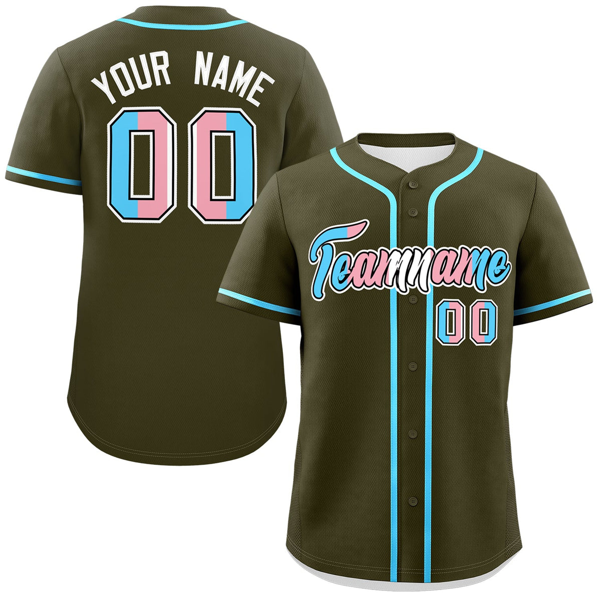 Custom Olive Powder Blue Transgender For Pride Month Classic Style Baseball Jersey| KXKSHOP