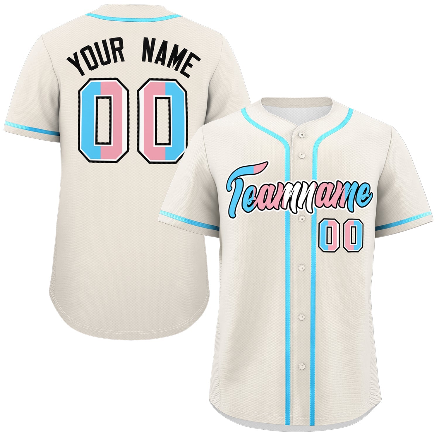 Custom Cream Powder Blue Transgender For Pride Month Classic Style Baseball Jersey| KXKSHOP