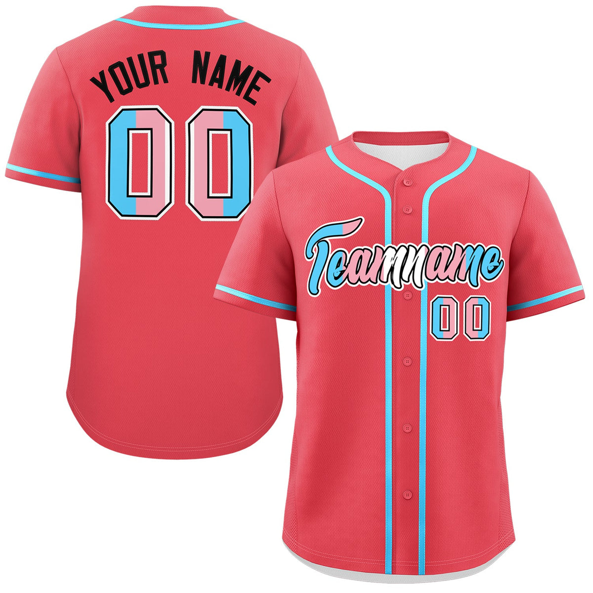 Custom Light Red Powder Blue Transgender For Pride Month Classic Style Baseball Jersey| KXKSHOP