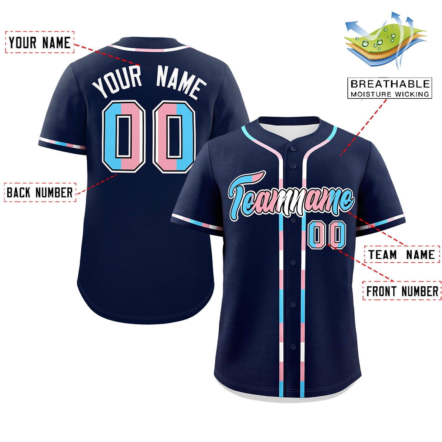 Custom Navy Transgender For Pride Month Classic Style Baseball Jersey| KXKSHOP