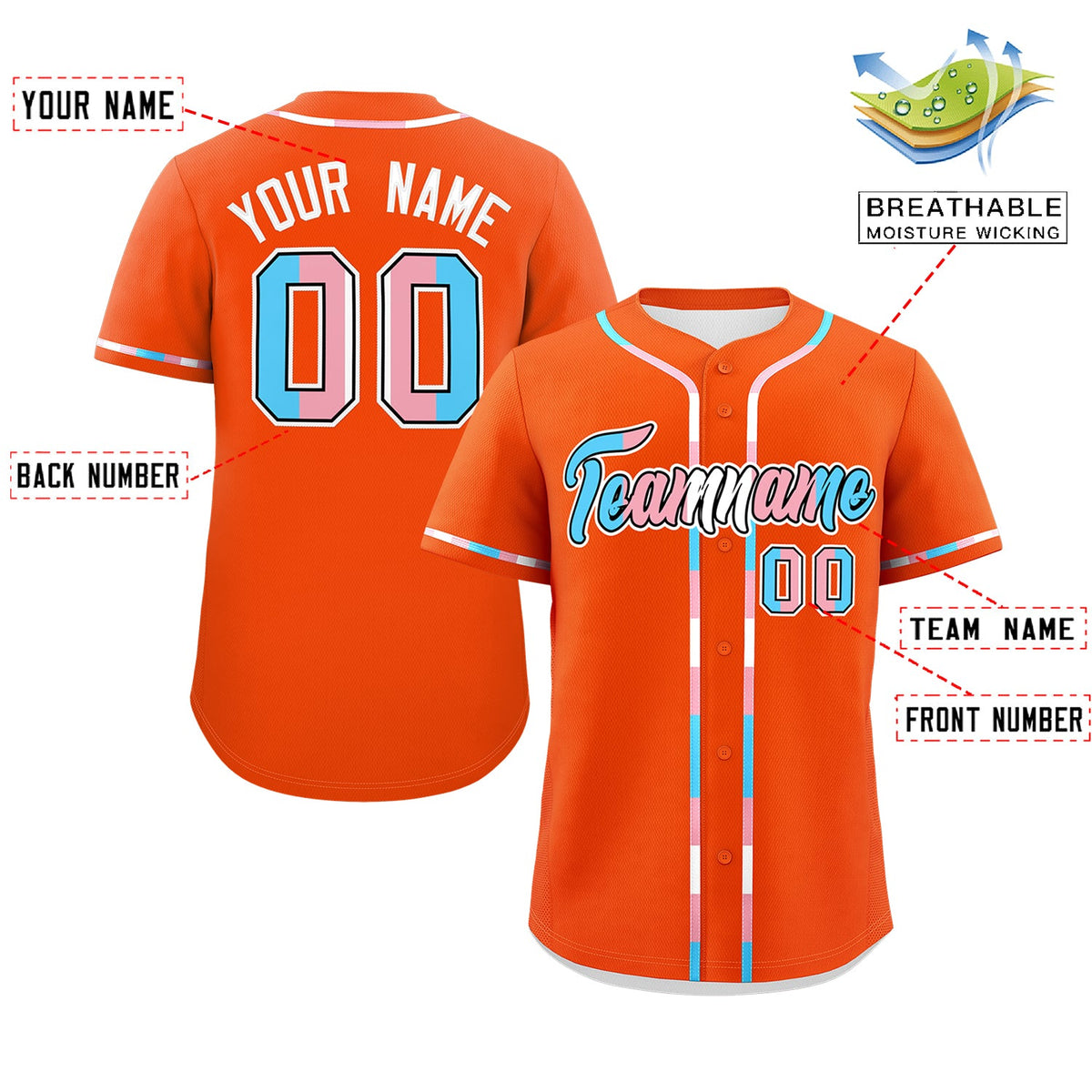 Custom Orange Transgender For Pride Month Classic Style Baseball Jersey| KXKSHOP