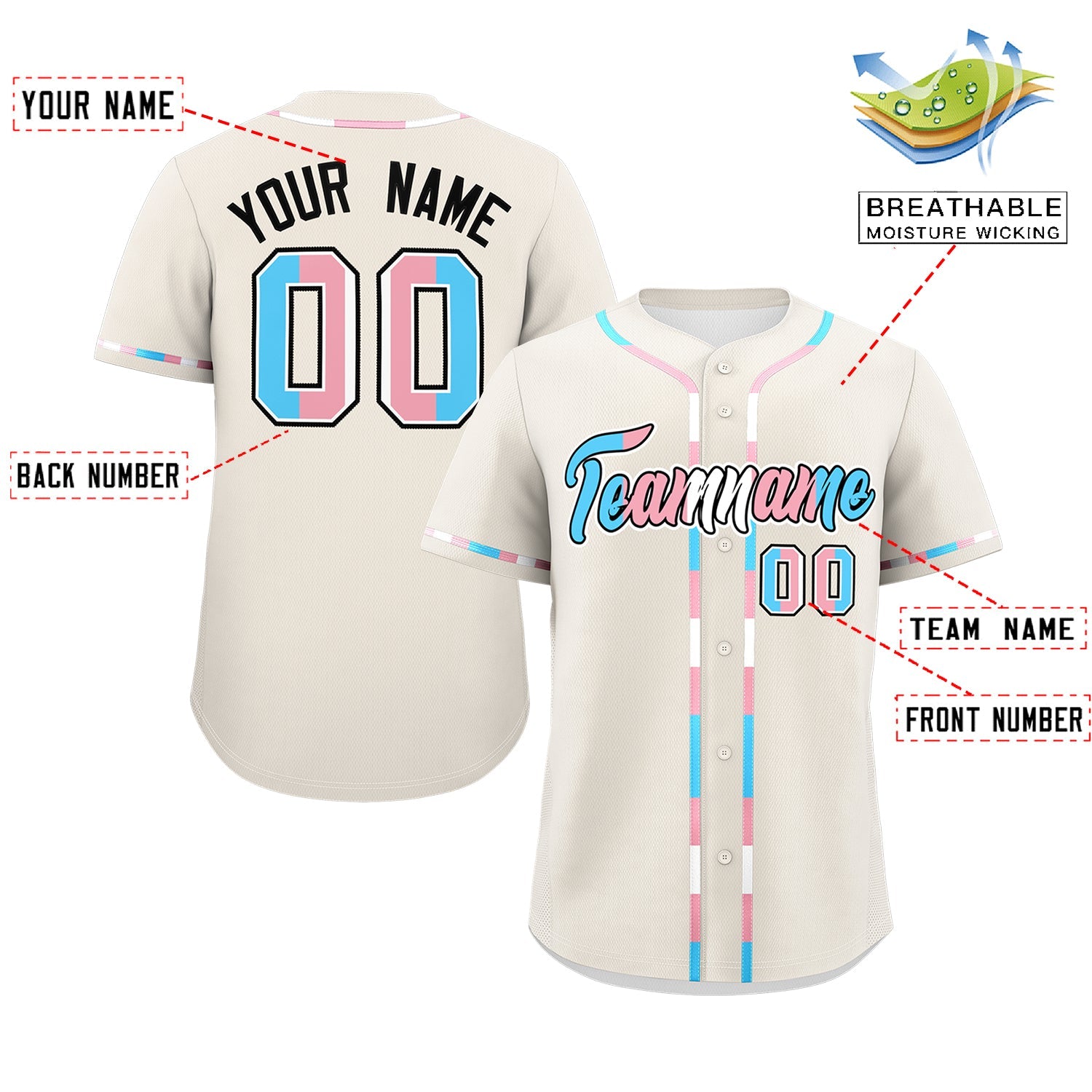 Custom Cream Transgender For Pride Month Classic Style Baseball Jersey| KXKSHOP