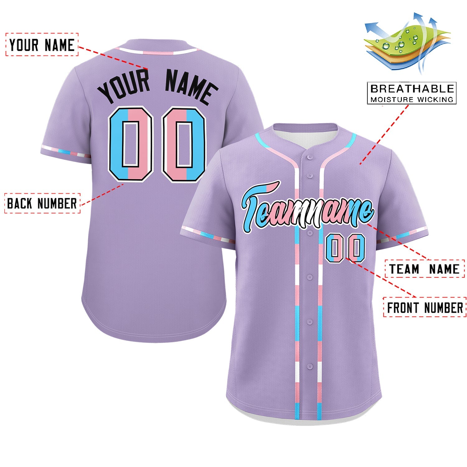 Custom Light Purple Transgender For Pride Month Classic Style Baseball Jersey| KXKSHOP