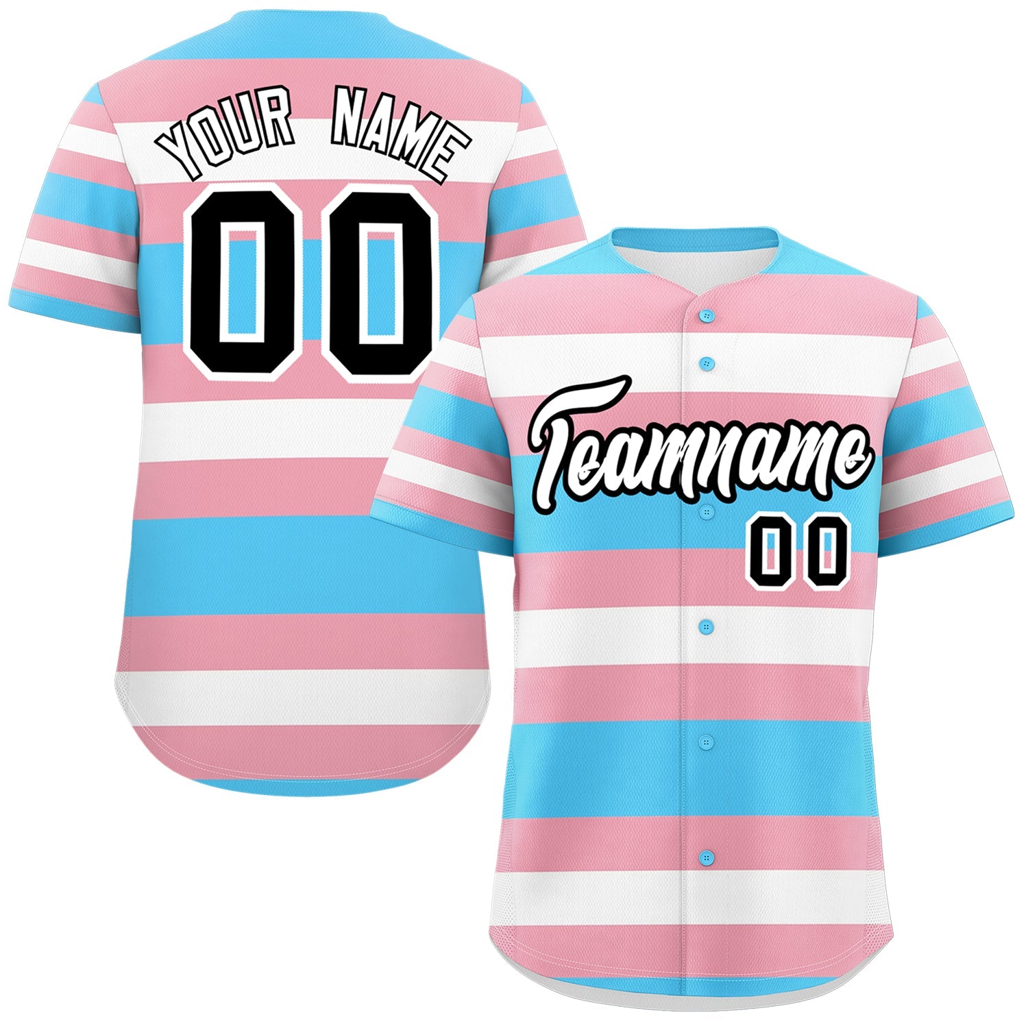 Custom Light Pink Blue Transgender For Pride Month Classic Style Baseball Jersey| KXKSHOP