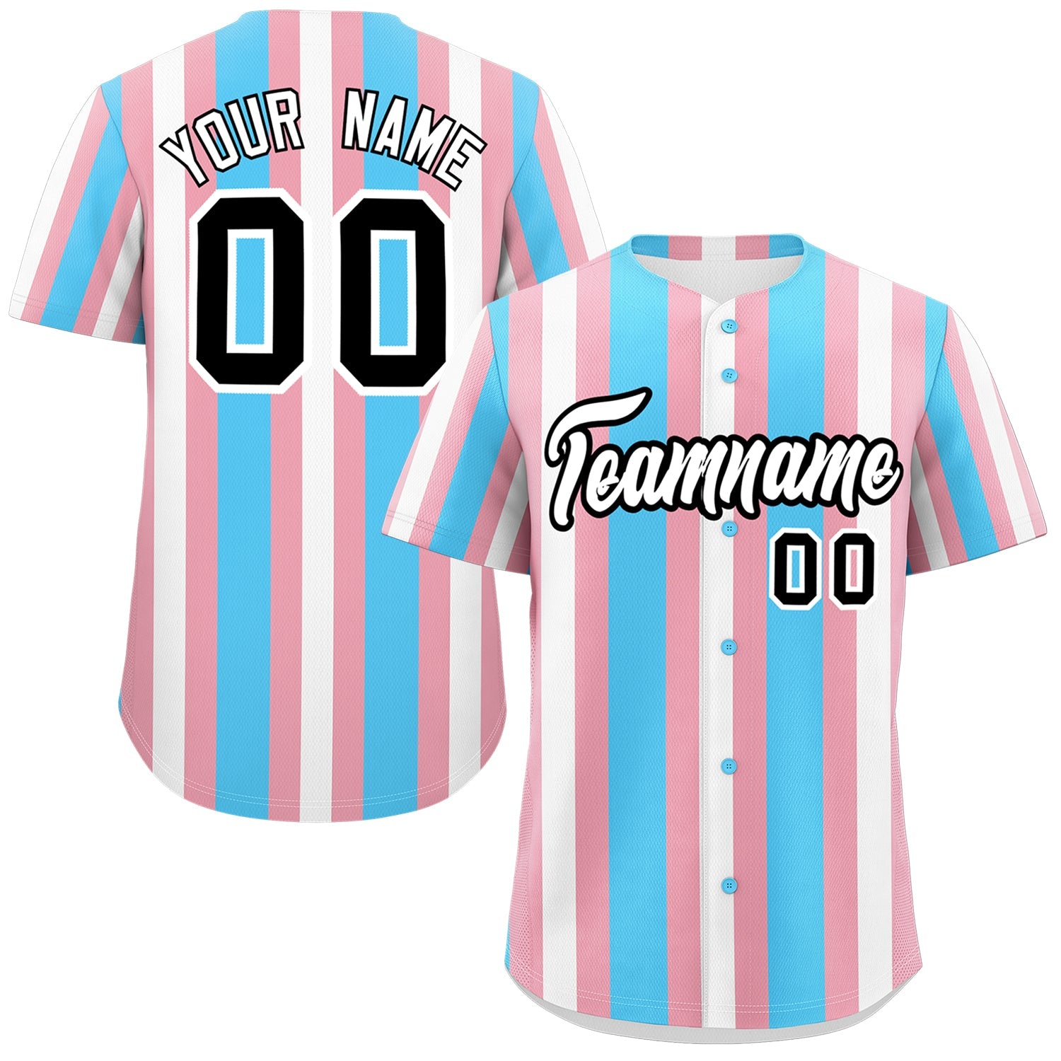 Custom White Light Pink Blue Transgender For Pride Month Classic Style Baseball Jersey| KXKSHOP