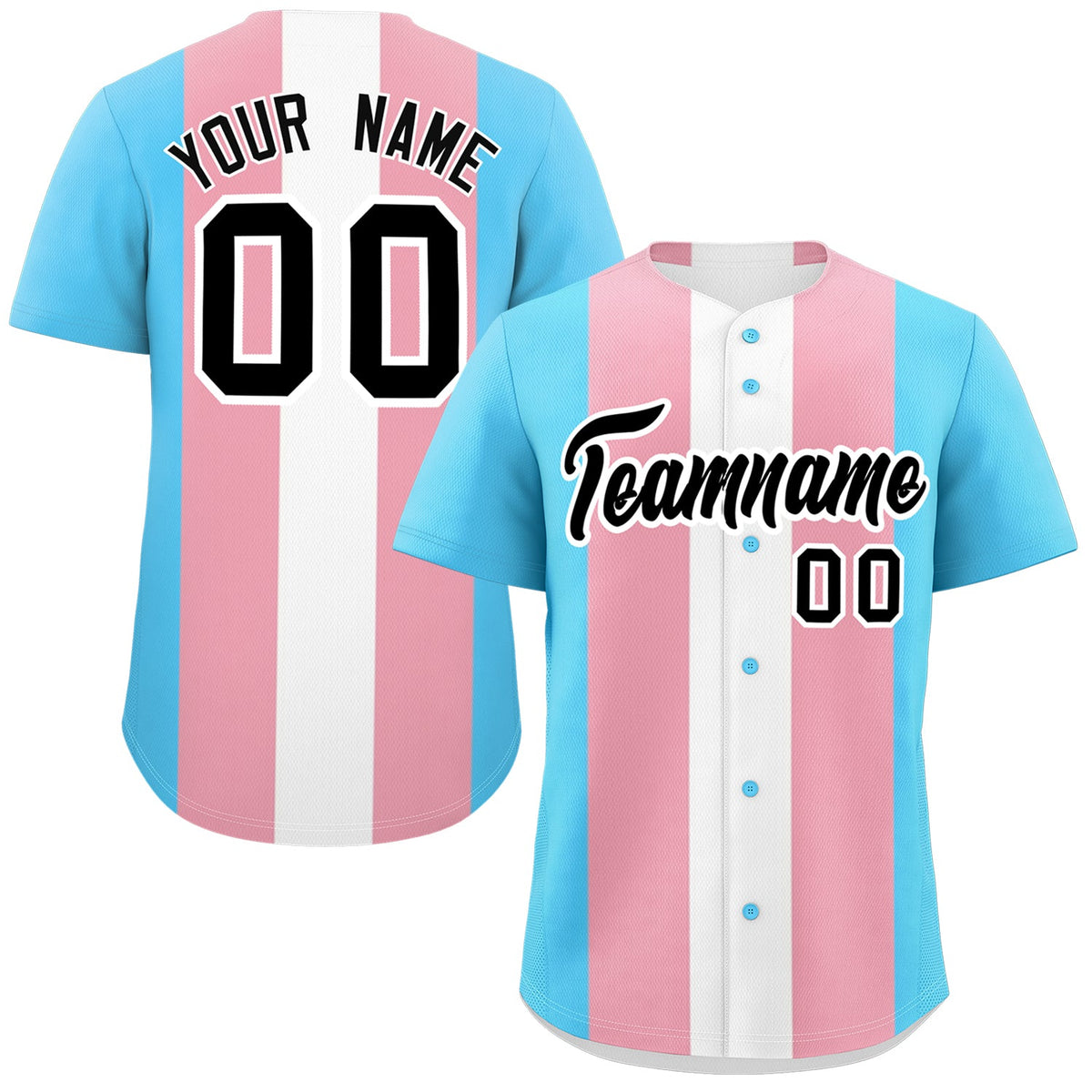 Custom Blue Light Pink White Transgender For Pride Month Classic Style Baseball Jersey| KXKSHOP