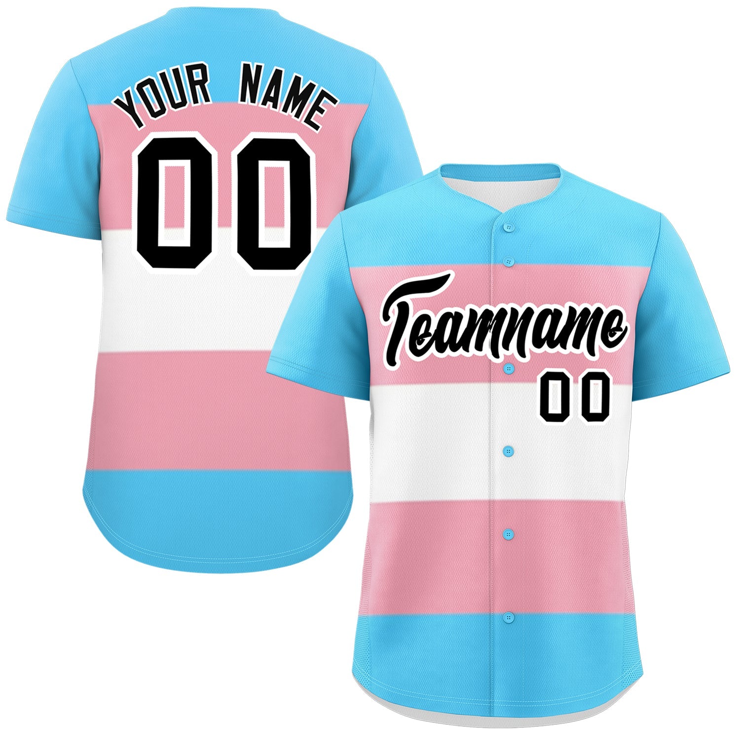 Custom Light Pink Blue White Transgender For Pride Month Classic Style Baseball Jersey| KXKSHOP