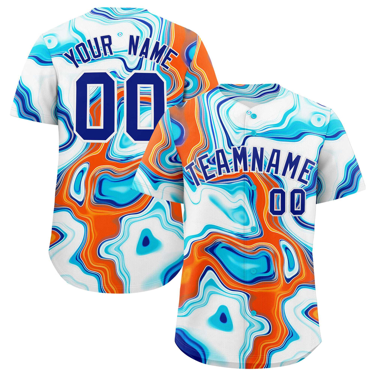 Custom Multi Color Split Fashion Fluid Pattern Authentic Baseball Jersey