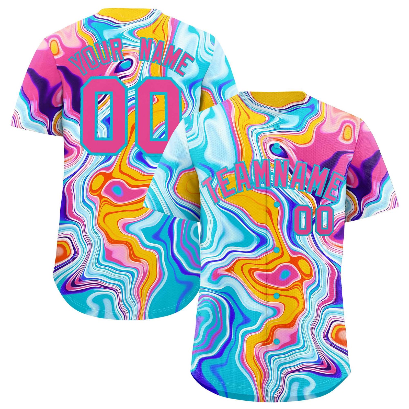 Custom Multi Color Split Fashion Fluid Pattern Authentic Baseball Jersey