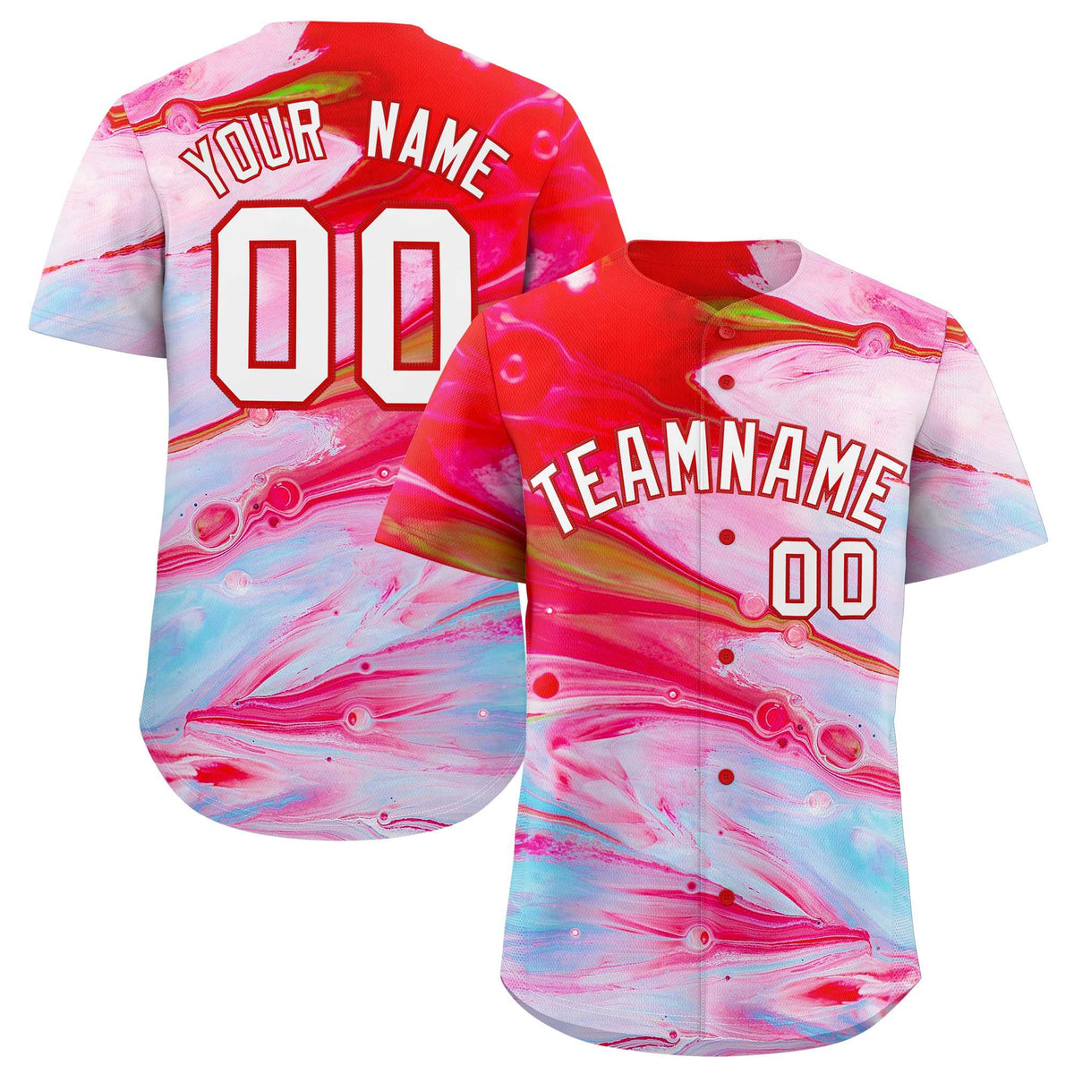 Custom Multi Color Split Fashion Fluid Pattern Authentic Baseball Jersey