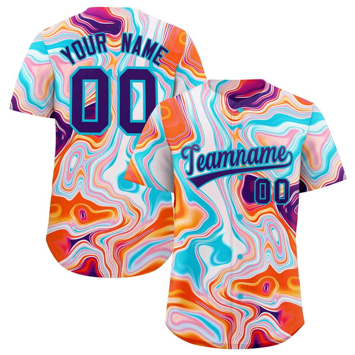 Custom Multi Color Split Fashion Fluid Pattern Authentic Baseball Jersey