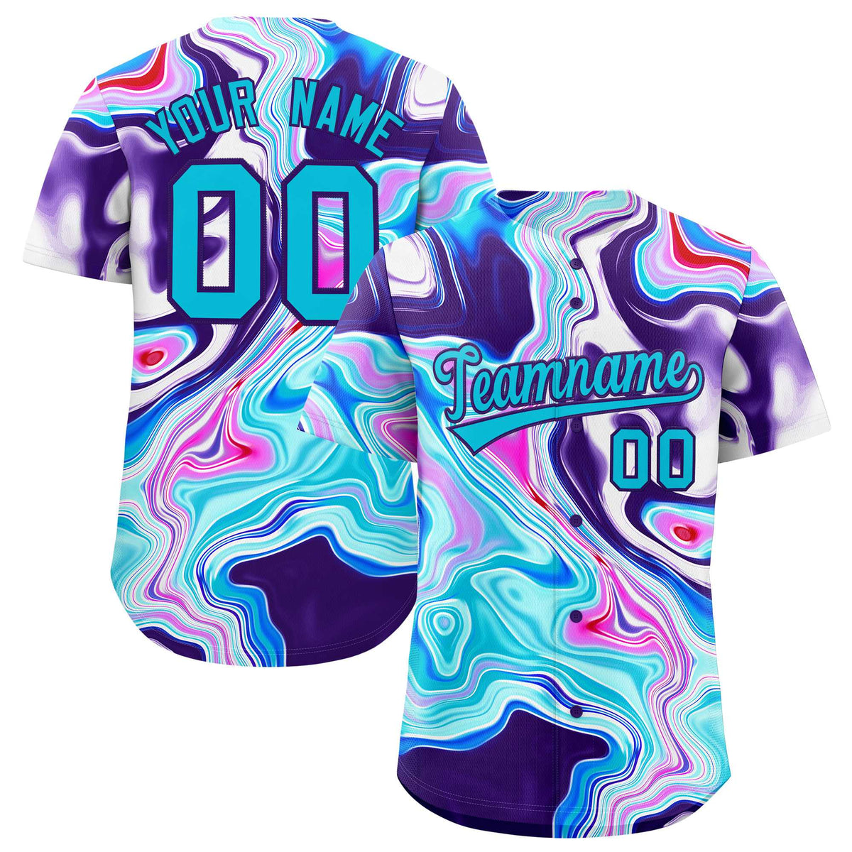 Custom Multi Color Split Fashion Fluid Pattern Authentic Baseball Jersey