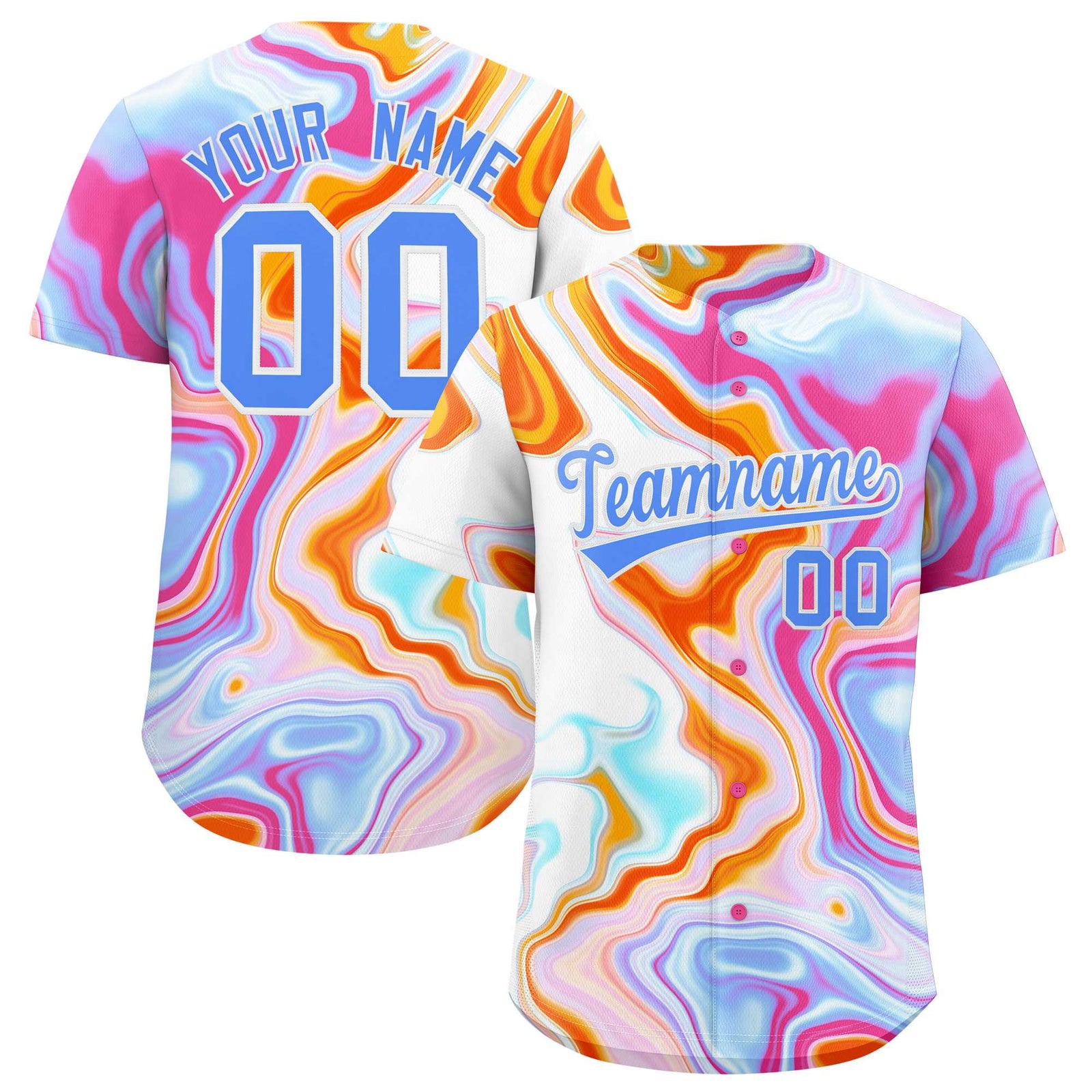 Custom Multi Color Split Fashion Fluid Pattern Authentic Baseball Jersey