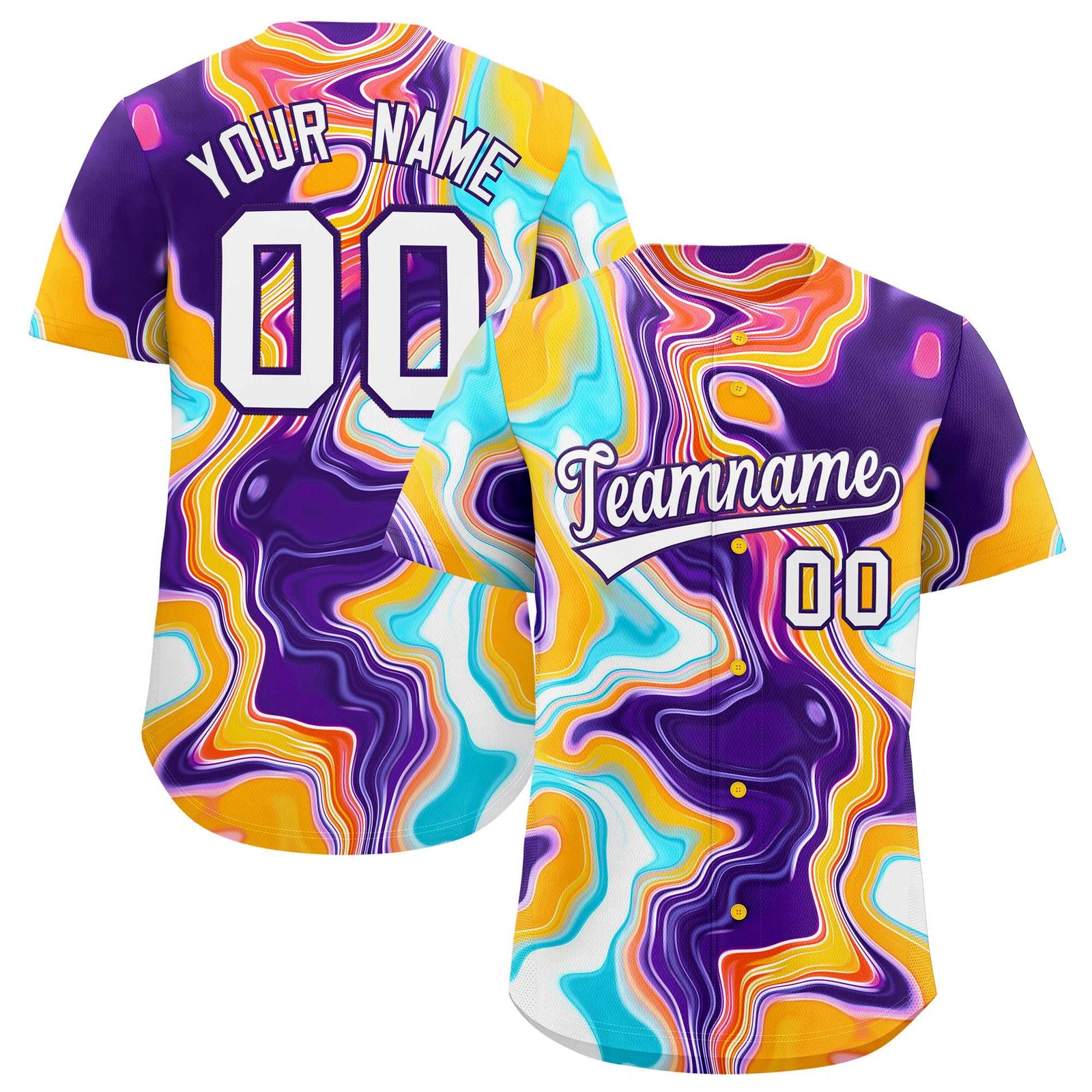 Custom Multi Color Split Fashion Fluid Pattern Authentic Baseball Jersey