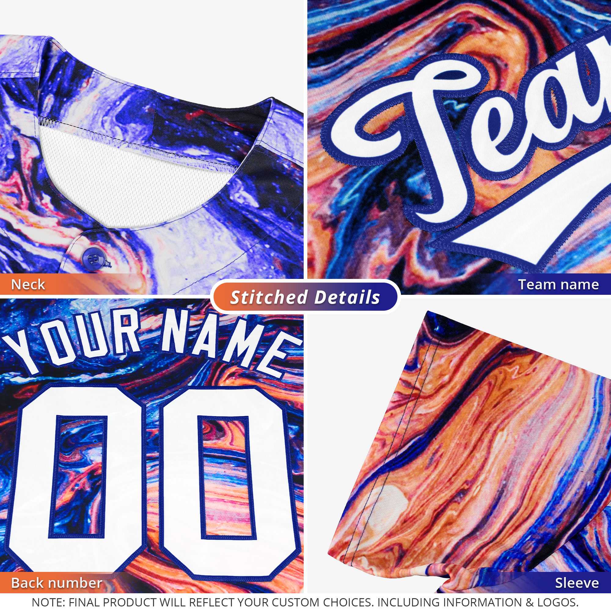 Custom White Split Fashion Fluid Pattern Authentic Baseball Jersey