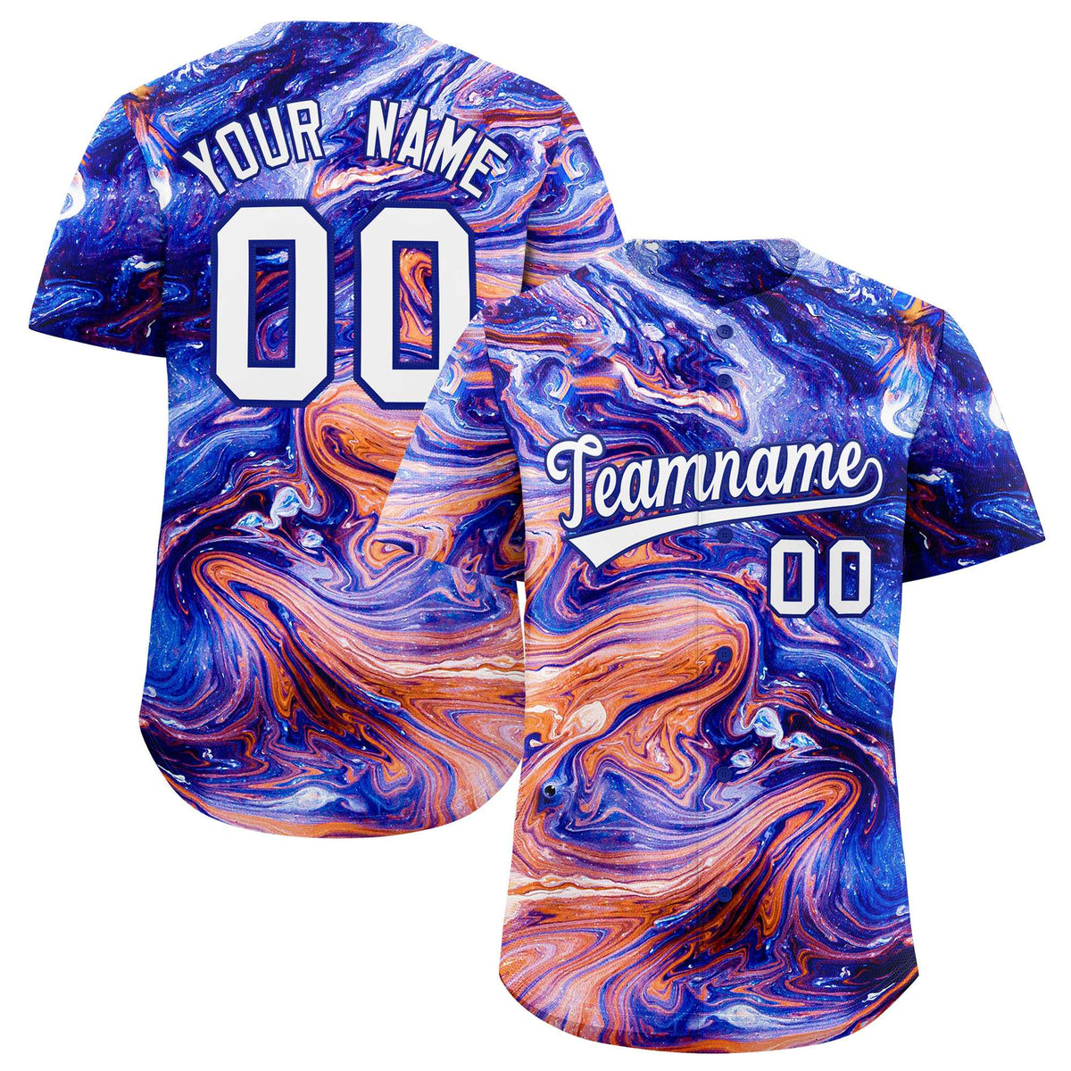 Custom Multi Color Split Fashion Fluid Pattern Authentic Baseball Jersey