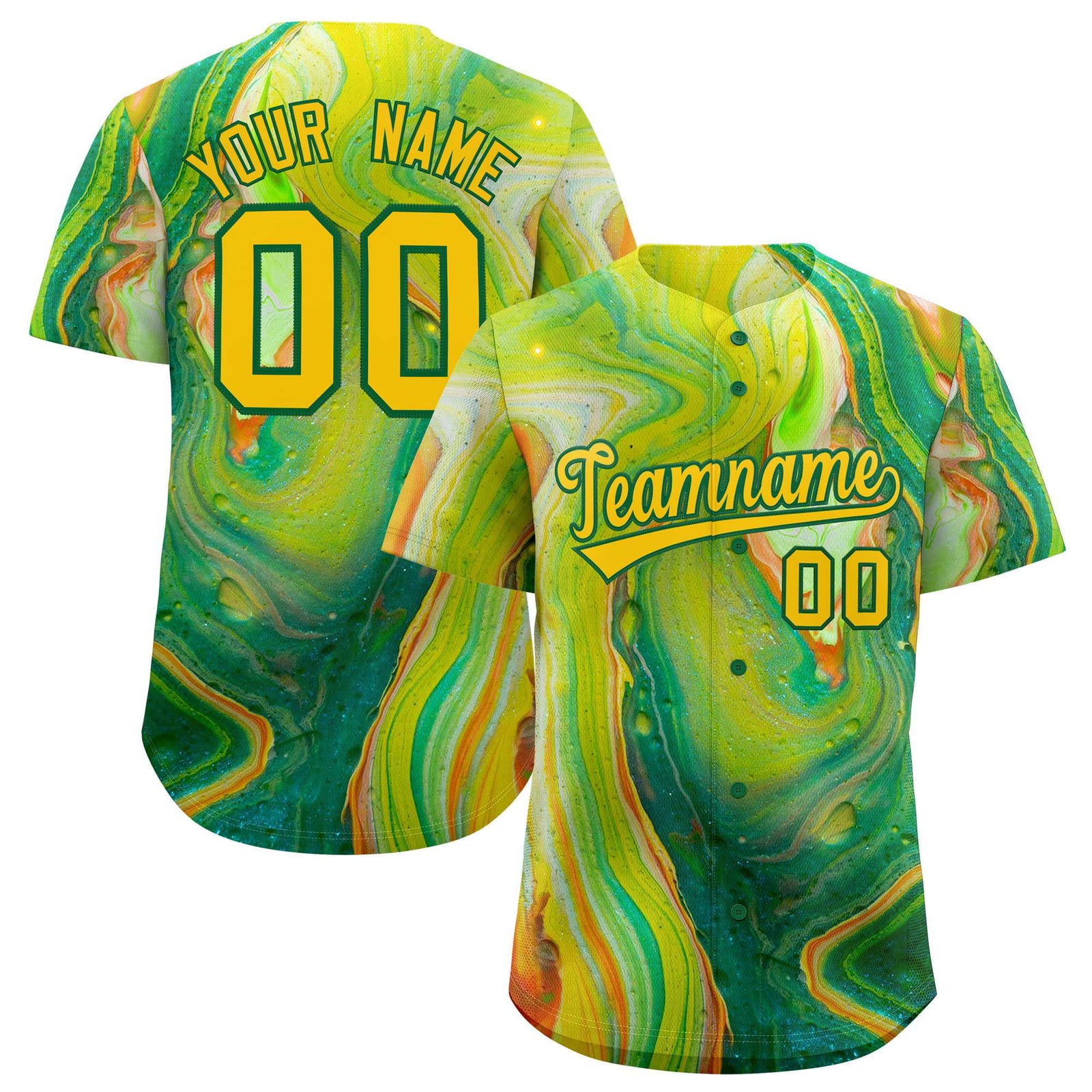 Custom Multi Color Split Fashion Fluid Pattern Authentic Baseball Jersey