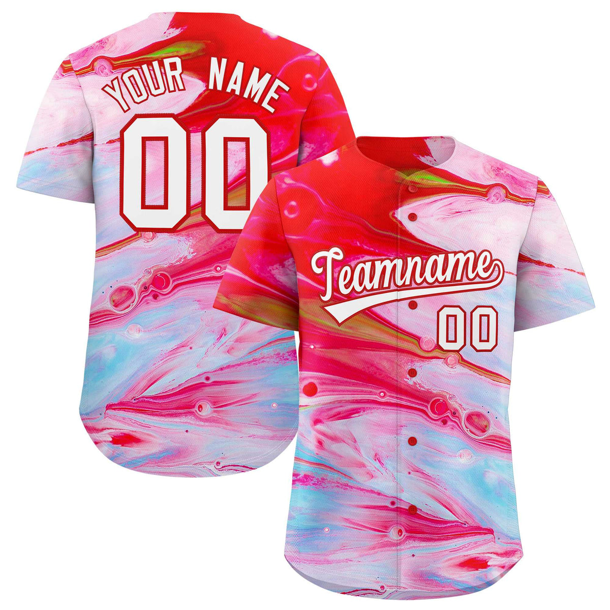 Custom Multi Color Split Fashion Fluid Pattern Authentic Baseball Jersey