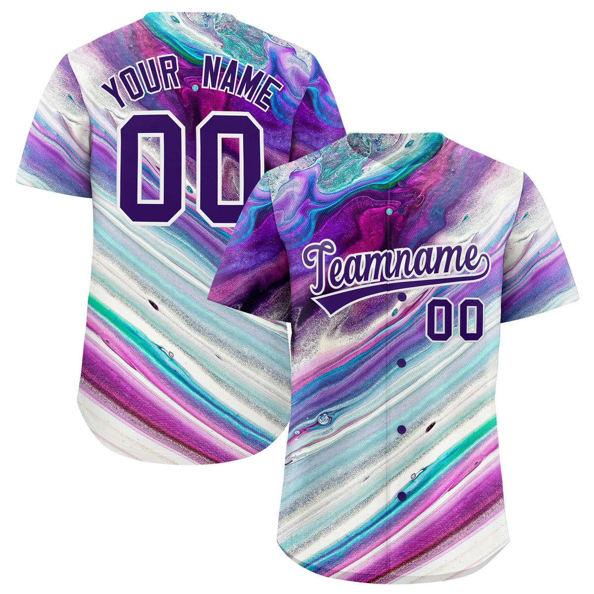 Custom Multi Color Split Fashion Fluid Pattern Authentic Baseball Jersey