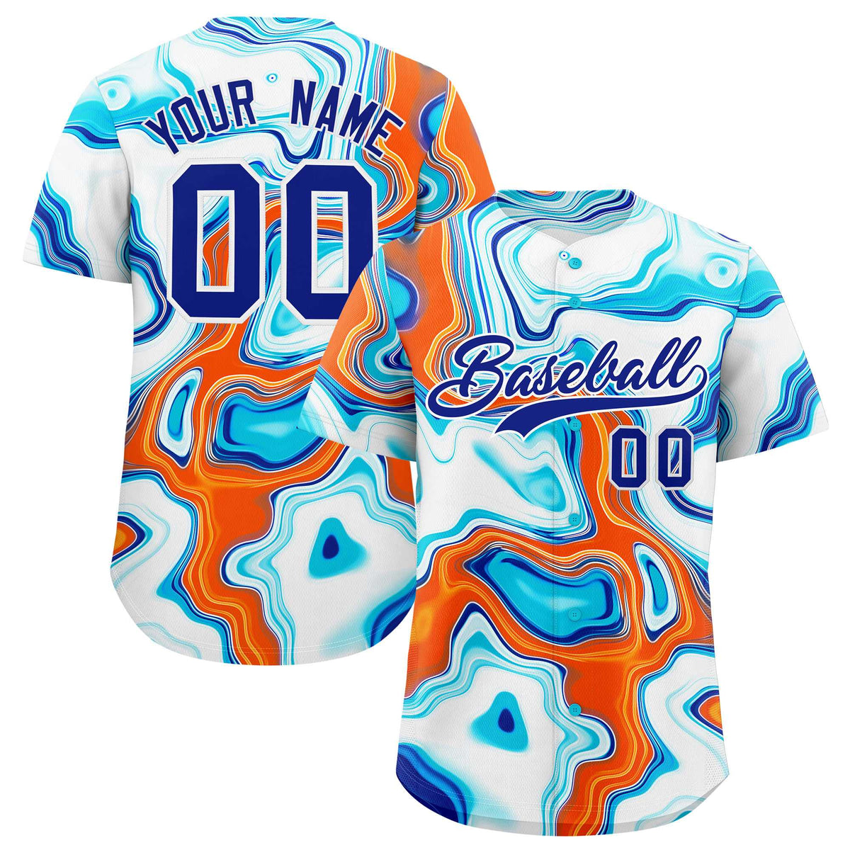 Custom Multi Color Split Fashion Fluid Pattern Authentic Baseball Jersey