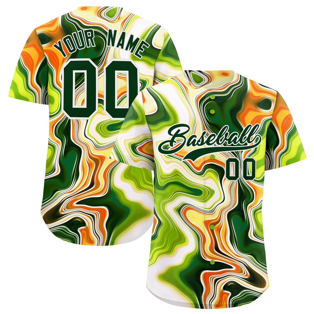 Custom Multi Color Split Fashion Fluid Pattern Authentic Baseball Jersey