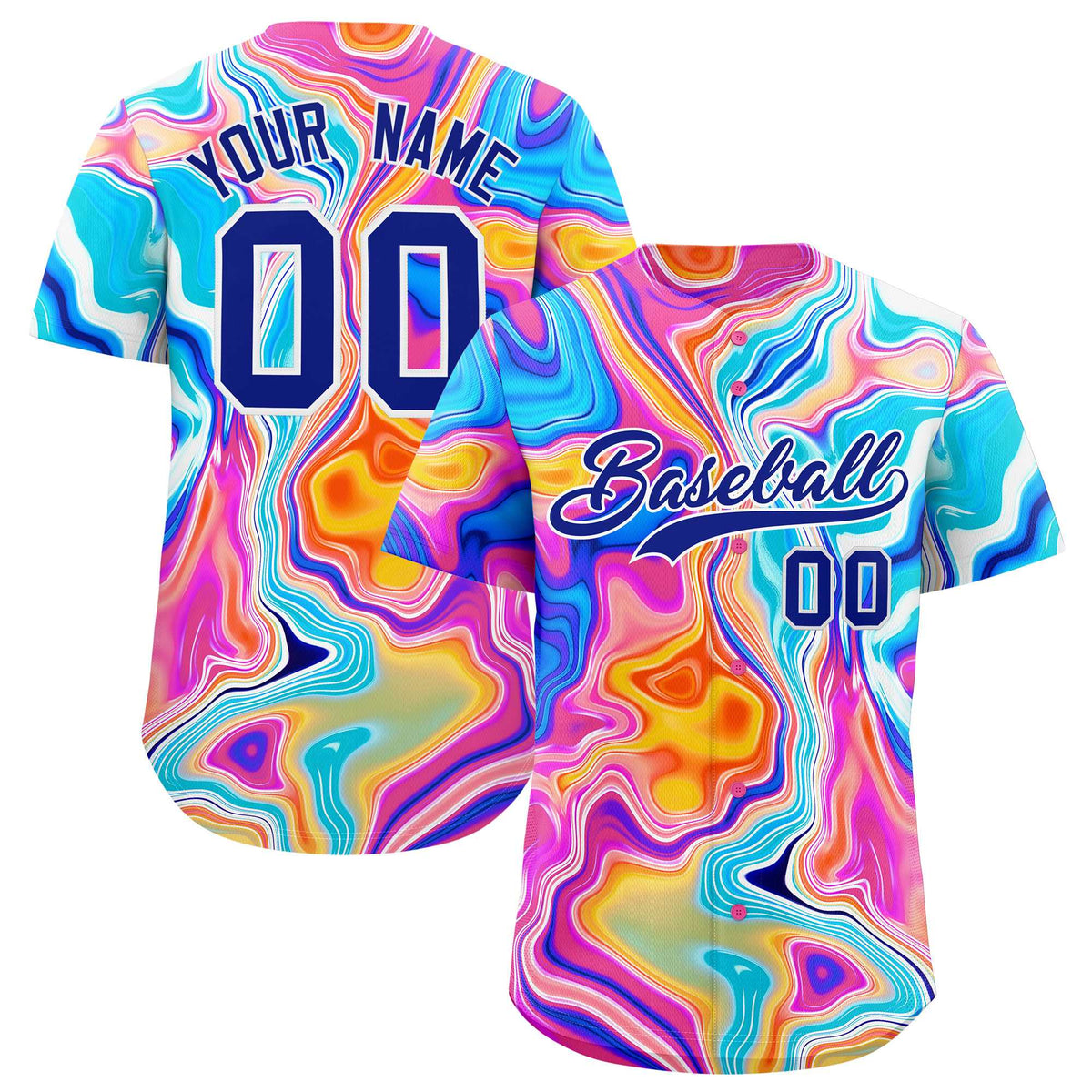 Custom Multi Color Split Fashion Fluid Pattern Authentic Baseball Jersey